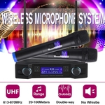 Ficha técnica e caractérísticas do produto Sistema de Karaokê de Microfone de Mão Portátil Sem Fio UHF Profissional de 2 Canais com 2 Canais