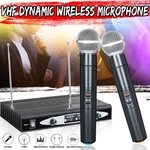 Ficha técnica e caractérísticas do produto Sistema de microfone dinâmico sem fio VHF de 2 canais KTV Handheld Mic com receptor