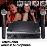 Ficha técnica e caractérísticas do produto Sistema de microfone sem fio profissional duplo Microfone de mão sem fio Kareoke KTV Plug