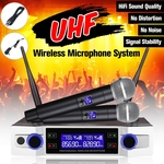 Ficha técnica e caractérísticas do produto Sistema de microfone sem fio UHF com kit de microfone de karaokê portátil duplo w/Display NOVO