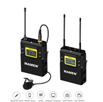 Ficha técnica e caractérísticas do produto Sistema Wireless Microfone Lapela Mamen WMIC-01 Duplo Canal UHF com Transmissor e Receptor P2