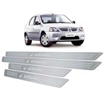 Ficha técnica e caractérísticas do produto Soleiras Baixo Relevo Renault Logan 2007 a 2013 Prata - Jr
