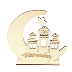Ficha técnica e caractérísticas do produto Suporte de madeira Sign Islam Eid Mubarak Ramadan Lua & estrela DIY