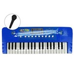 Ficha técnica e caractérísticas do produto Teclado Eletrônico Musical com Microfone Azul
