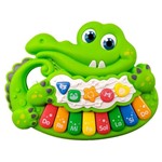 Ficha técnica e caractérísticas do produto Pianinho Educativo Infantil com Luz Músicas Bichos Estimulante Crocodilo Verde - Cim Toys