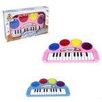 Ficha técnica e caractérísticas do produto Teclado / Piano Musical Infantil Happy com Luz a Pilha na Caixa Wellkids Rosa