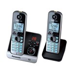 Ficha técnica e caractérísticas do produto Telefone Sem Fio Panasonic DECT 6.0 com Dois Monofones KX-TG6722LBB Prata - Prata