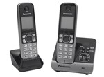 Telefone Sem Fio Panasonic KX-TG6722LBB + 1 Ramal - Identificador de Chamada Viva Voz Preto e Prata