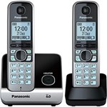 Telefone Sem Fio Panasonic Silver com Black Piano Kx-Tg6712Lbb com Base para + 1 Ramal