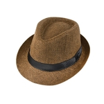 Ficha técnica e caractérísticas do produto Fedora Cap Unisex Crianças Straw Trilby Praia Outdoor Curto Brim Sunhat Jazz Hat