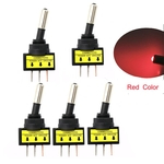 Ficha técnica e caractérísticas do produto 5pcs / set Red LED Toggle Switch com indicador de Trabalho 12V 20A Rocker Switch ON-OFF conversão de duas velocidades Interruptor de chave
